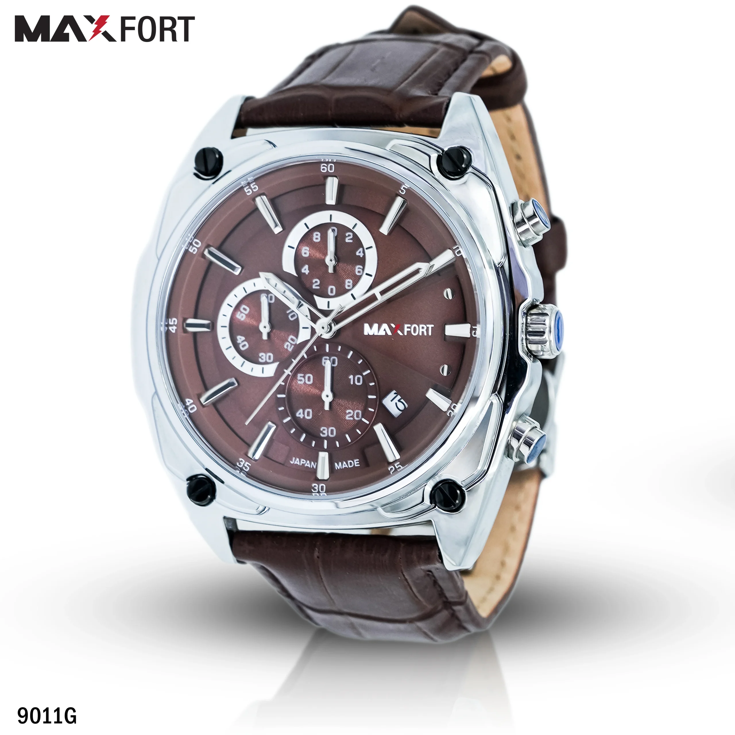9011G-13 ساعت مکس فورت MAXFORT مدل 9011G ساعت مردانه بند چرمی - Image 1
