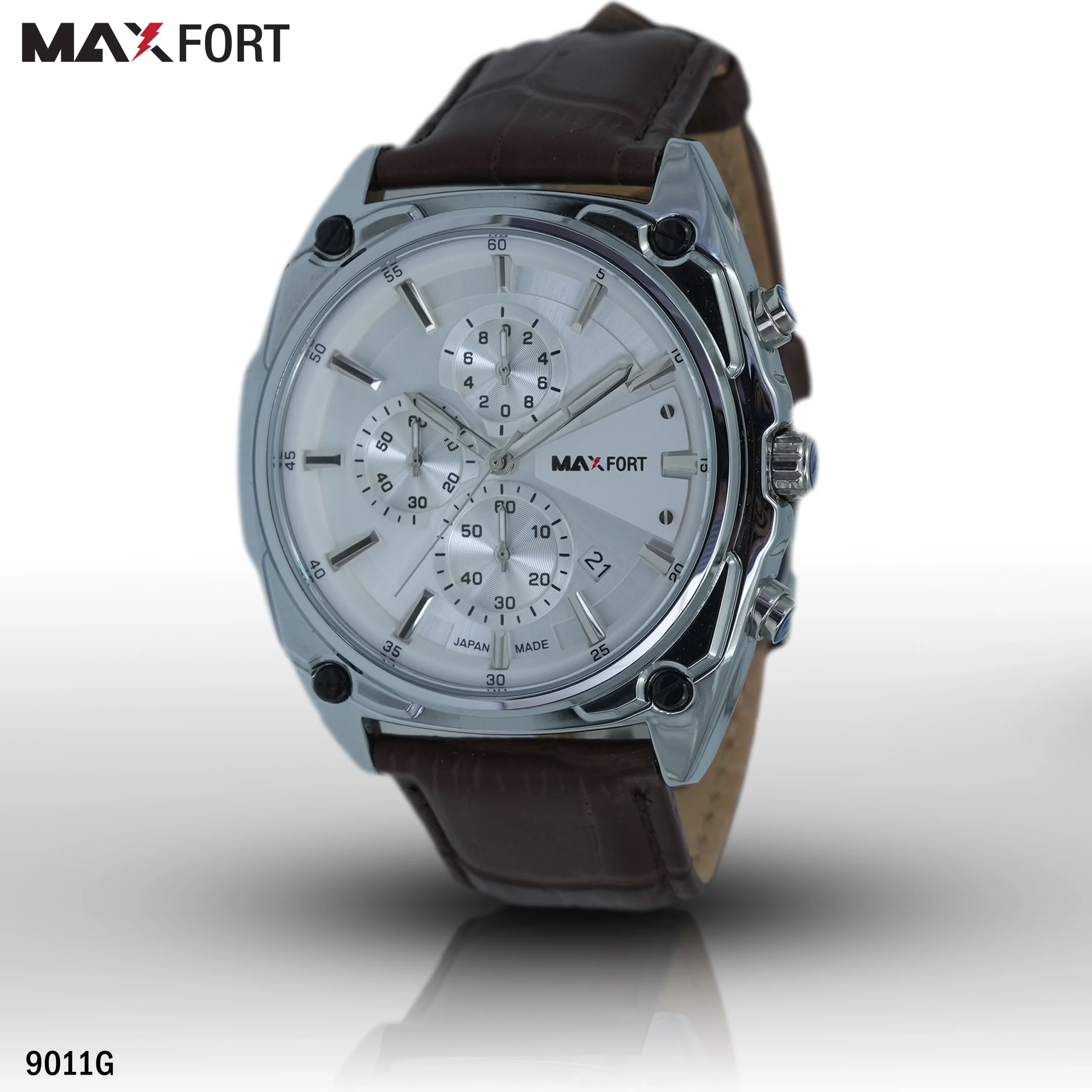 9011G-4 ساعت مکس فورت MAXFORT مدل 9011G ساعت مردانه بند چرمی - Image 1